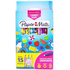 COLORES UNIPUNTA PAPERMATE CANDY POP 15PZ