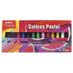 PINTURAS BARRAS COLORES PASTEL AZOR 12PZ