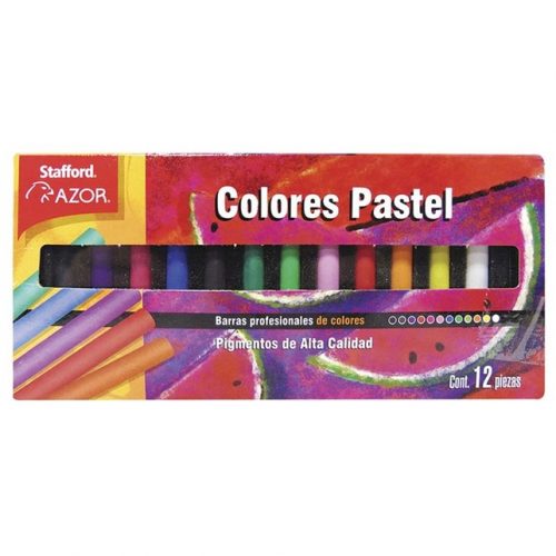PINTURAS BARRAS COLORES PASTEL AZOR 12PZ